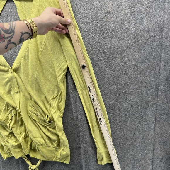 Pilcro And The Letterpress Cardigan Sweater Womens Medium Green Open Back Tie - Picture 9 of 11